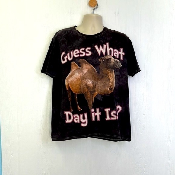 Gildan - Black Tie Dye Guess What Day It Is ? Camel Graphic T Shirt Size XL - Picture 2 of 11
